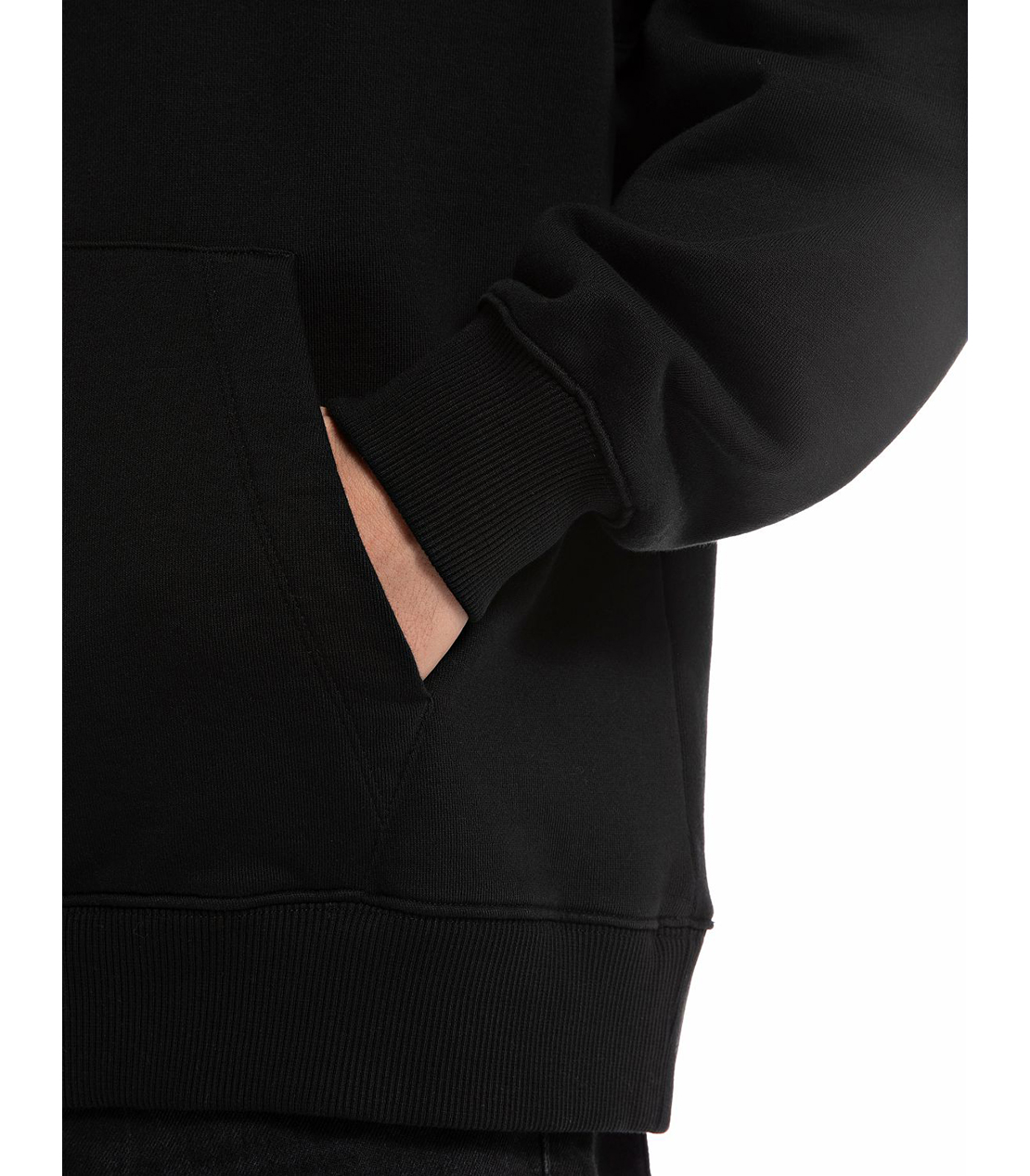 リラックスフィット レタリング刺しゅうコットンフリースフーディー 詳細画像 ブラック 5